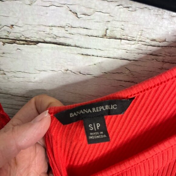 Banana Republic Red orange ribbed One-Shoulder Dress size small - Picture 4 of 8